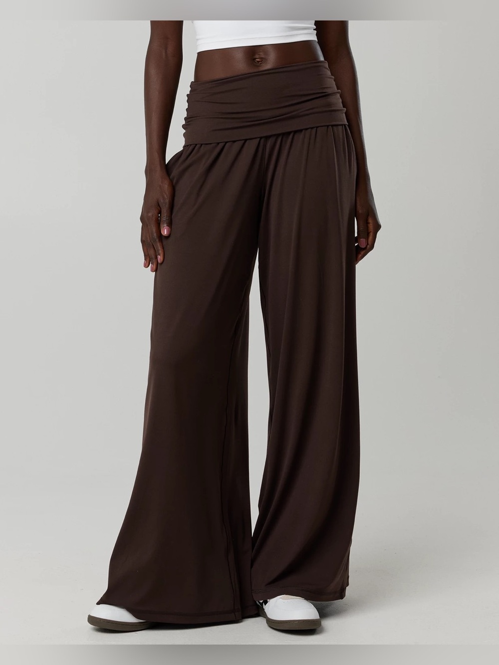OFFLINE By Aerie Real Me Foldover Super Wide Leg Pant deep earth